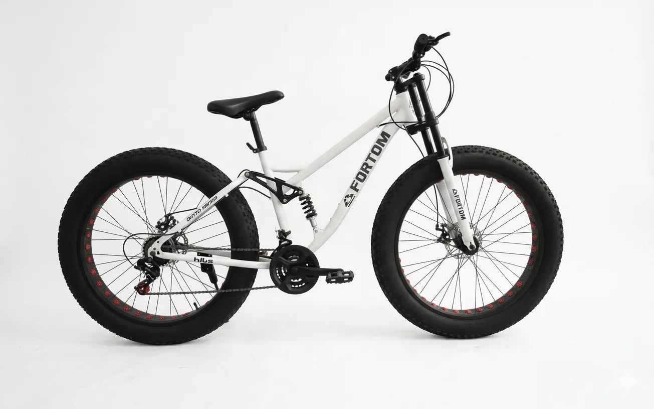 Bicicleta Fatbike Fortom Aro 26 Full Suspension — Blanca